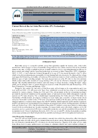 PV) Technologies