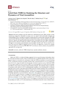 Solid-State NMR for Studying the Structure and Dynamics of Viral Assemblies