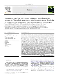 Characterization of the Mechanisms Underlying the Inflammatory Response to Polistes Lanio Lanio (Paper Wasp) Venom in Mouse Dors