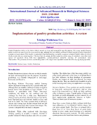 Implementation of Poultry Production Activities: a Review