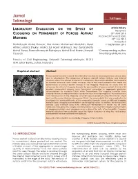 Laboratory Evaluation on the Effect of Clogging On