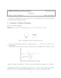 Lecture 3 1 Geometry of Linear Programs