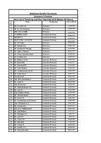 Mahatma Gandhi University Accounts 1 Section Final List of Teaching and Non Teaching Staff (Below 50 Years) S Name Designation Date of Birth No