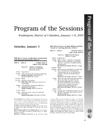 Program of the Sessions Washington, District of Columbia, January 5–8, 2009