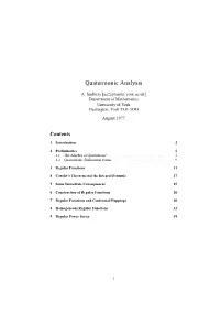 Quaternionic Analysis