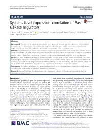 Systems Level Expression Correlation of Ras Gtpase Regulators E