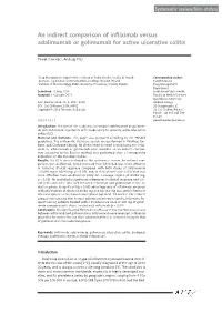 An Indirect Comparison of Infliximab Versus Adalimumab Or Golimumab for Active Ulcerative Colitis