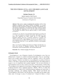 The Hypotheses of Fla and Children Language Development