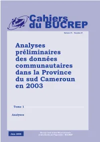 Cahiers Du BUCREP Volume 01, Numéro 01