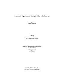 Community Experiences of Mining in Baker Lake, Nunavut