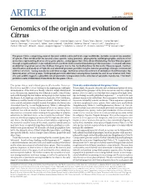 Genomics of the Origin and Evolution of Citrus