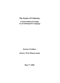The Syntax of Cimbrian