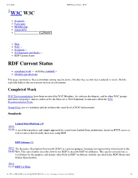 W3C W3C RDF Current Status