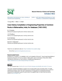 Case History Compilation of Engineering Properties of Common Rocks in Maharashtra, India, for Database (1982-2002)