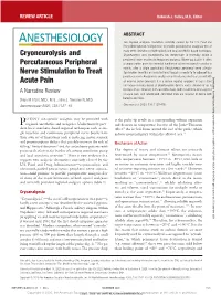 Cryoneurolysis and Percutaneous Peripheral Nerve Stimulation To