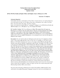ENGL August Intersession 2021 Course Description Packet