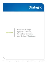 Guide to Dialogic® System Software, Operating Systems, and Dialogic
