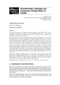 Icantbreathe. Ideology and Consensus: Printed News Vs. Twitter