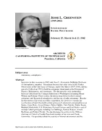 Interview with Jesses L. Greenstein