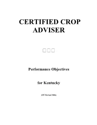 Kentucky CCA Performance Objectives