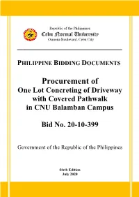 Procurement of One Lot Concreting of Driveway with Covered Pathwalk in CNU Balamban Campus