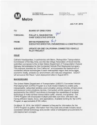 Update on One California Connected Vehicle Pilot Project