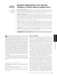 Asymmetric Mineralization of the Arytenoid Cartilages in Patients
