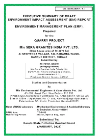 Executive Summary of Draft Environment Impact Assessment (Eia) Report & Environment Management Plan (Emp)