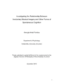 Investigating the Relationship Between Involuntary Musical Imagery and Other Forms of Spontaneous Cognition