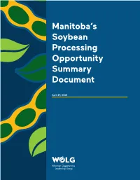 Manitoba's Soybean Processing Opportunity Summary Document