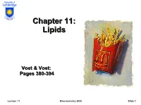 Chapter 11: Lipids