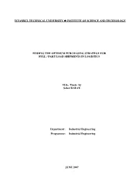 I İSTANBUL TECHNICAL UNIVERSITY INSTITUTE OF