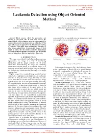 Leukemia Detection Using Object Oriented Method