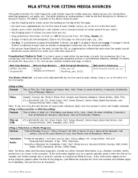Mla Style for Citing Media Sources