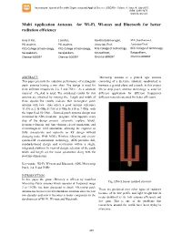 Multi Application Antenna for Wi-Fi, Wi-Max and Bluetooth for Better Radiation Efficiency