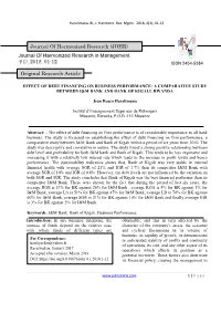 23 Effect of Debt Financing on Business Performance: a Comparative Study Between I&M Bank and Bank of Kigali, Rwanda