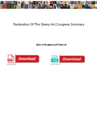 Declaration of the Stamp Act Congress Summary