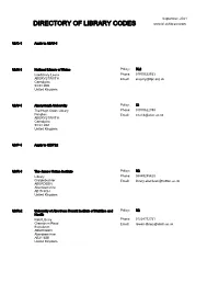 Directory of Library Codes