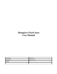 Idempiere Fixed Asset User Manual