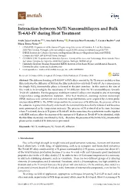 Interaction Between Ni/Ti Nanomultilayers and Bulk Ti-6Al-4V During Heat Treatment