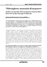 'Ndrangheta: Anatomia Di Un Potere