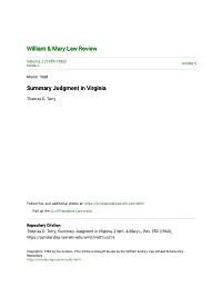 Summary Judgment in Virginia