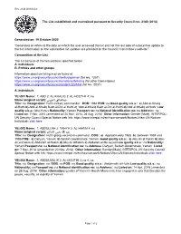 The List Established and Maintained Pursuant to Security Council Res. 2140 (2014) Generated On: 19 October 2020 "Generated