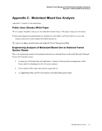 Appendix C: Motorized Mixed Use Analysis