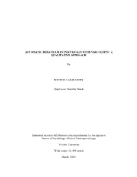 Automatic Behaviour in Individuals with Narcolepsy: a Qualitative Approach