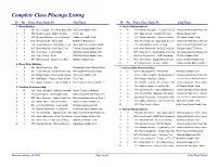 Complete Class Placings Listing