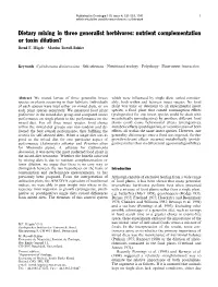 Dietary Mixing in Three Generalist Herbivores: Nutrient Complementation Or Toxin Dilution? Bernd F