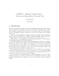 Honours Number Theory : the Agrawal-Kayal-Saxena Primality Test