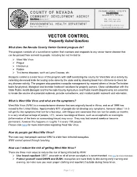 VECTOR CONTROL Frequently Asked Questions