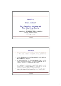 Capacitors, Inductors, and First-Order Linear Circuits Overview